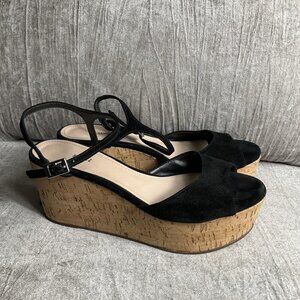 SCHUTZ Heloise Platform Wedge Sandals Y2K Party Black  open toe cork heel 9